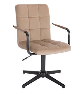 HR1015PCROSS Latte modern velúr szék fekete lábbal