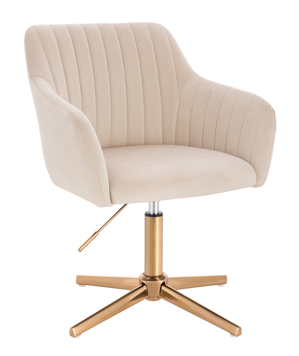 HR190CROSS Krémszínű Modern Velúr Szék Arany lábbal