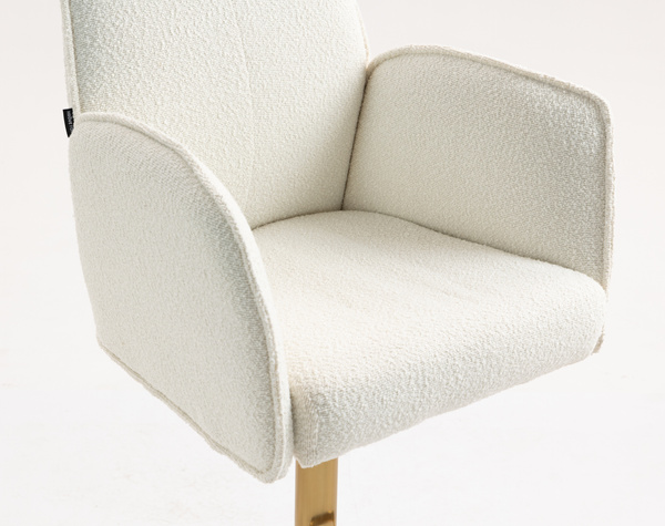 HR280W Krémszínű modern boucle szék arany lábbal