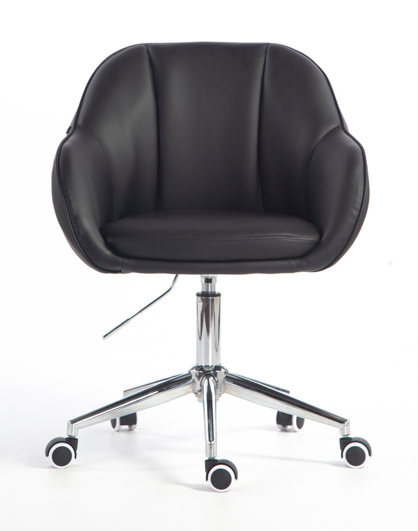 HR2055K Fekete Modern Műbőr Szék Krómozott lábbal