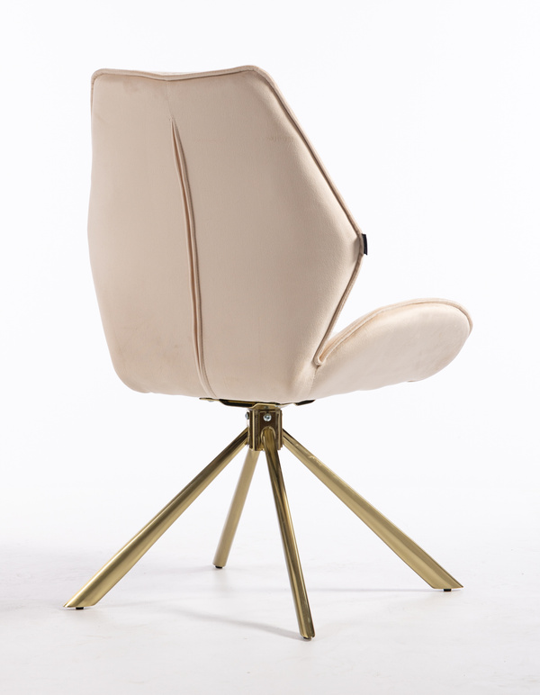 HR350 CSILLAGLÁB Krémszínű modern velúr szék arany lábbal