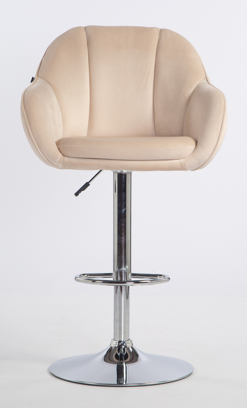 HR2055W Krémszínű Modern Velúr Szék Krómozott lábbal