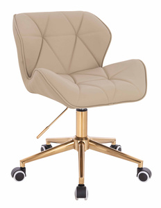 HR111K Krémszínű Műbőr Premium Soft szék arany lábbal