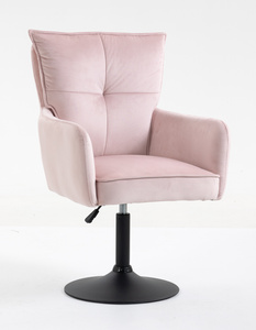 HR250N Púder Rózsaszín modern velúr szék fekete lábbal