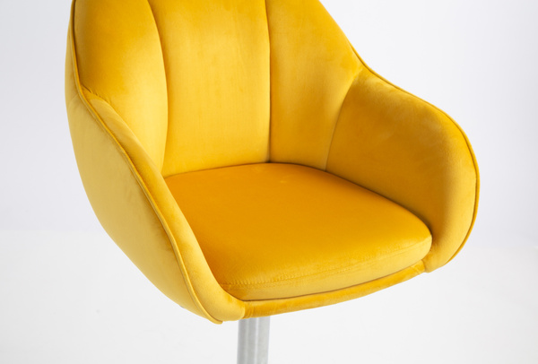 HR2055W Sárga Modern Velúr Szék Krómozott lábbal