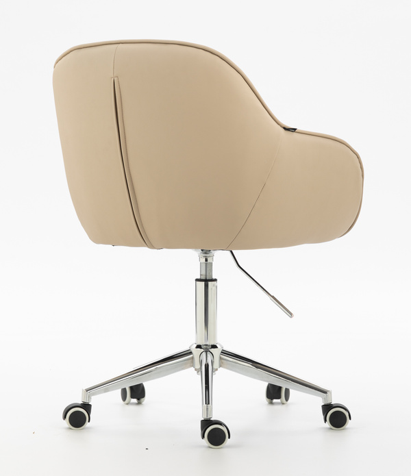 HR2055K Krémszínű Modern Műbőr Szék Krómozott lábbal