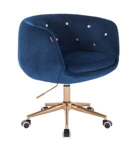 HR333CK Tengerkék modern velúr szék arany lábbal