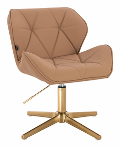 HR111CROSS Karamell Műbőr Premium Soft szék arany lábbal