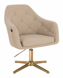 HR831CROSS Krémszínű Műbőr Premium Soft szék Arany lábbal