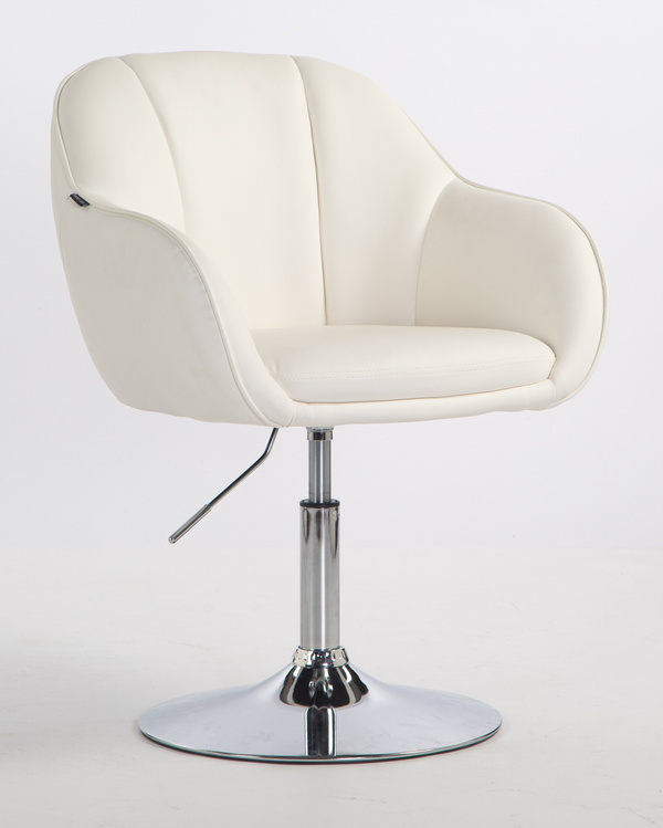 HR2055N Fehér Modern Műbőr Szék Krómozott lábbal