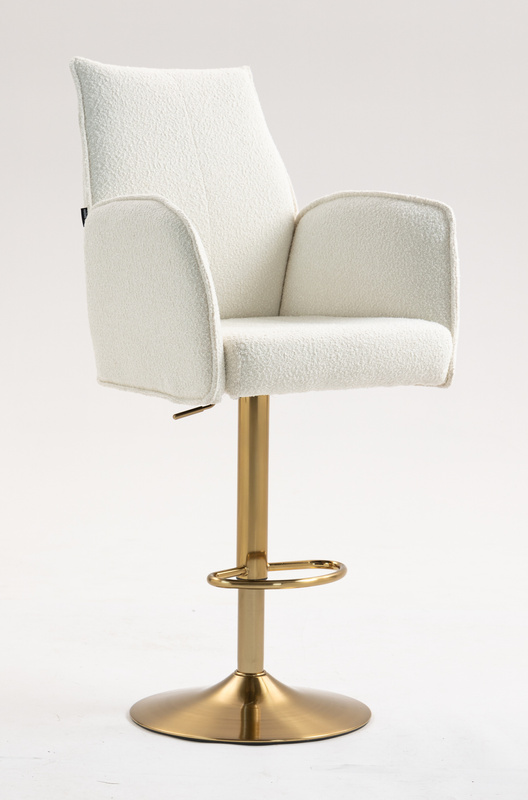 HR280W Krémszínű modern boucle szék arany lábbal