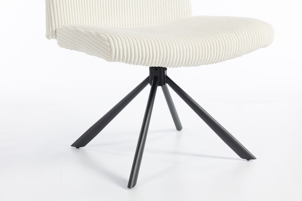 HR150 CSILLAGLÁB Fehér Modern Kordbársony Szék Fekete lábbal