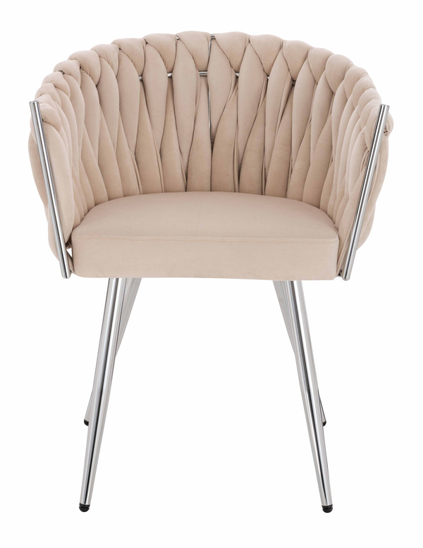 HR750 Szék Krómozott lábakkal Krémszínű velúr