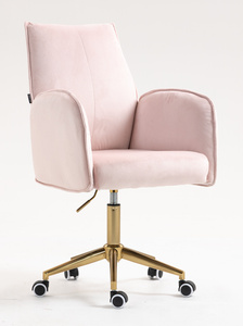 HR280K Púder Rózsaszín Modern Velúr Szék Arany lábbal