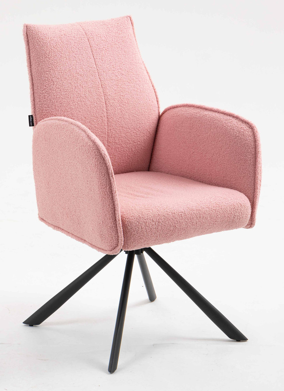 HR280 CSILLAGLÁB Púder Rózsaszín modern boucle szék fekete lábbal