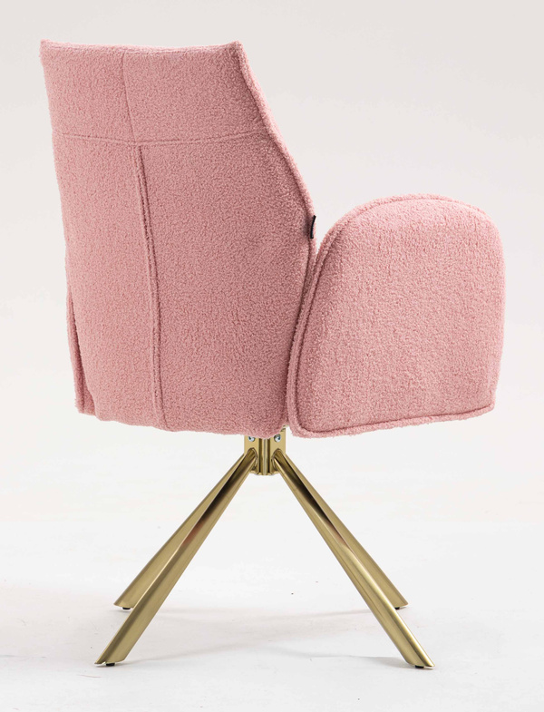 HR280 CSILLAGLÁB Púder Rózsaszín modern boucle szék arany lábbal