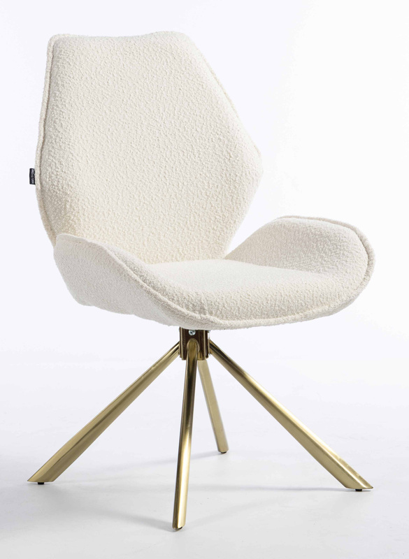 HR350 CSILLAGLÁB Krémszínű modern boucle szék arany lábbal
