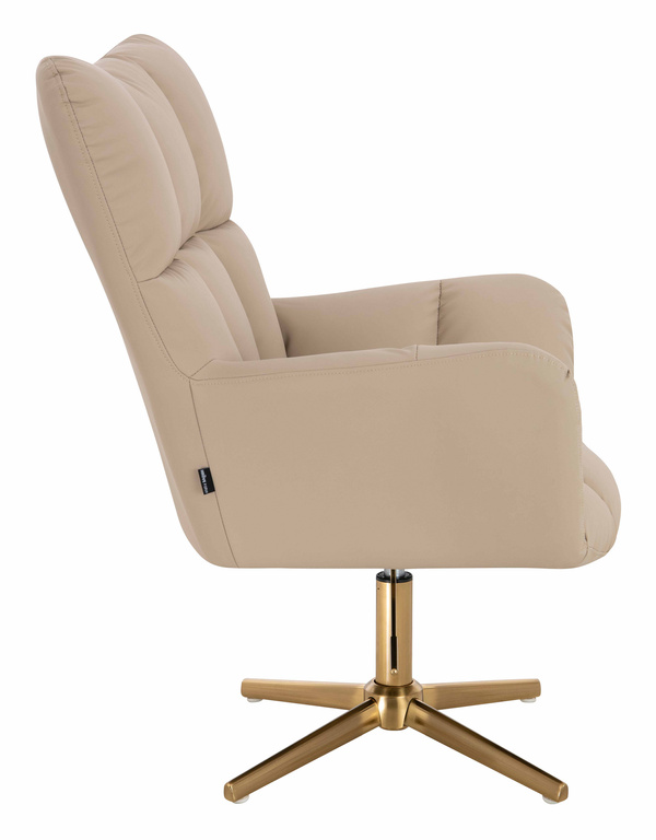 HR650CROSS Krémszínű Műbőr Premium Soft szék arany lábbal