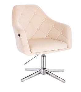 HR831CROSS Krémszínű modern velúr szék krómozott lábbal