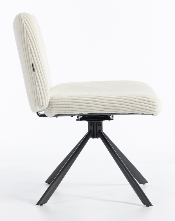 HR150 CSILLAGLÁB Fehér Modern Kordbársony Szék Fekete lábbal