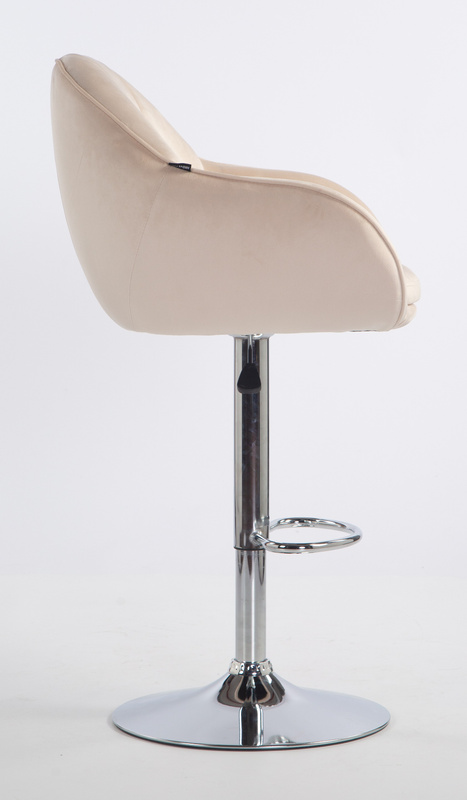 HR2055W Krémszínű Modern Velúr Szék Krómozott lábbal