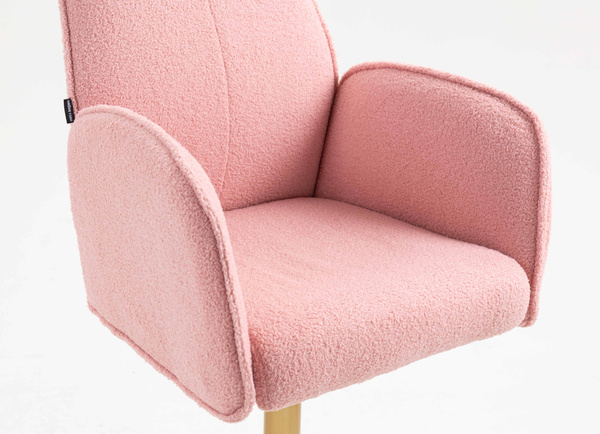 HR280W Púder Rózsaszín modern boucle szék arany lábbal