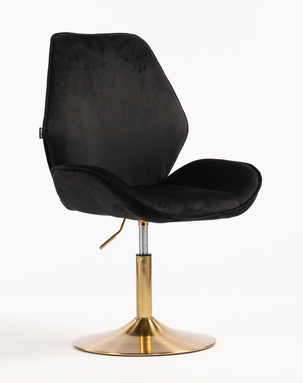 HR350N Fekete modern velúr szék arany lábbal