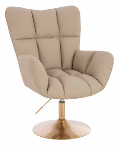 HR650N Krémszínű Műbőr Premium Soft szék arany lábbal