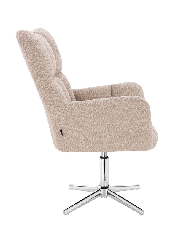 HR650CROSS Latte modern boucle szék krómozott lábbal