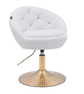 HC948N Fehér Modern Műbőr Szék Arany lábbal