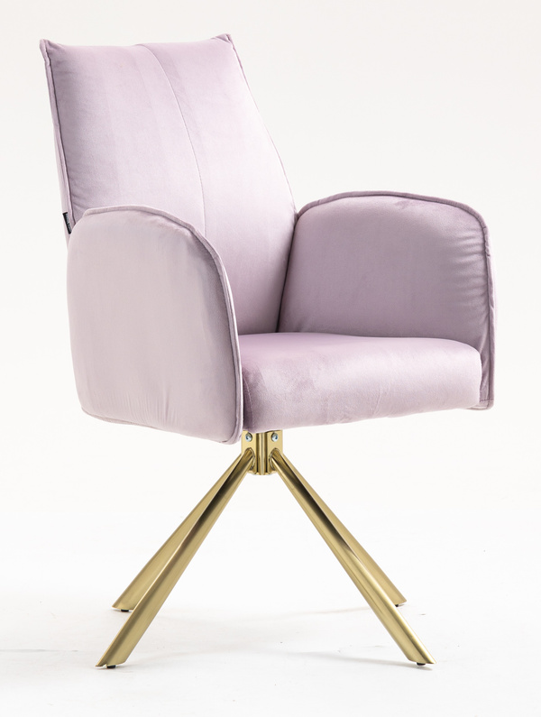 HR280 CSILLAGLÁB Halványlila Modern Velúr Szék Arany lábbal