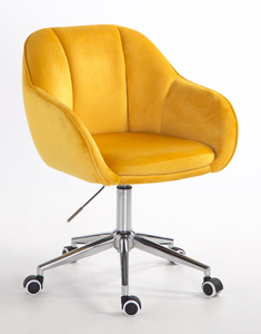 HR2055K Sárga Modern Velúr Szék Krómozott lábbal