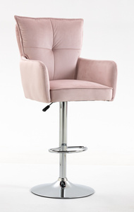HR250W Púder Rózsaszín modern velúr szék krómozott lábbal