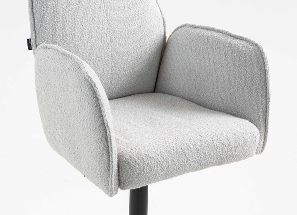 HR280W Szürke modern boucle szék fekete lábbal