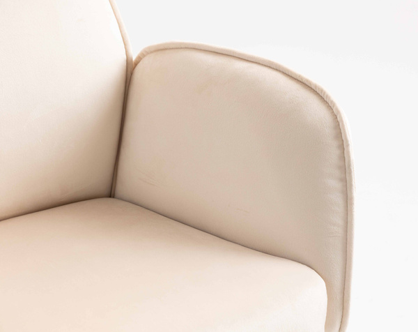 HR280W Krémszínű Modern Velúr Szék Arany lábbal