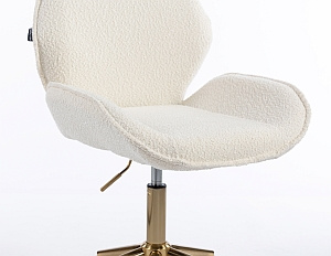 HR350K Krémszínű boucle velúr szék arany lábbal