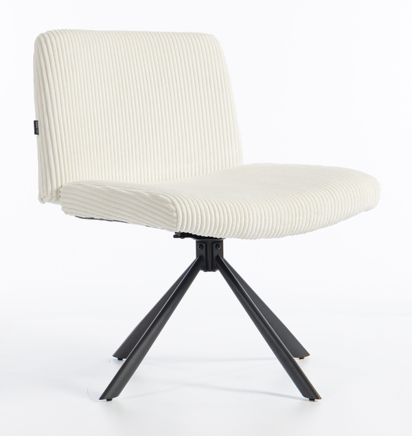 HR150 CSILLAGLÁB Fehér Modern Kordbársony Szék Fekete lábbal