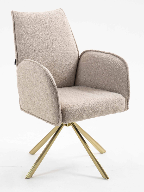 HR280 CSILLAGLÁB Latte modern boucle szék arany lábbal