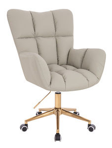 HR650K Ecru Műbőr Premium Soft szék arany lábbal