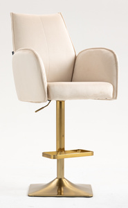 HR280KW Krémszínű Modern Velúr Szék Arany lábbal
