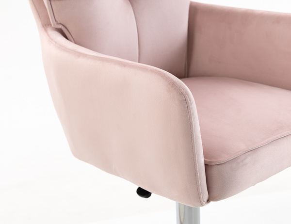 HR250W Púder Rózsaszín modern velúr szék krómozott lábbal