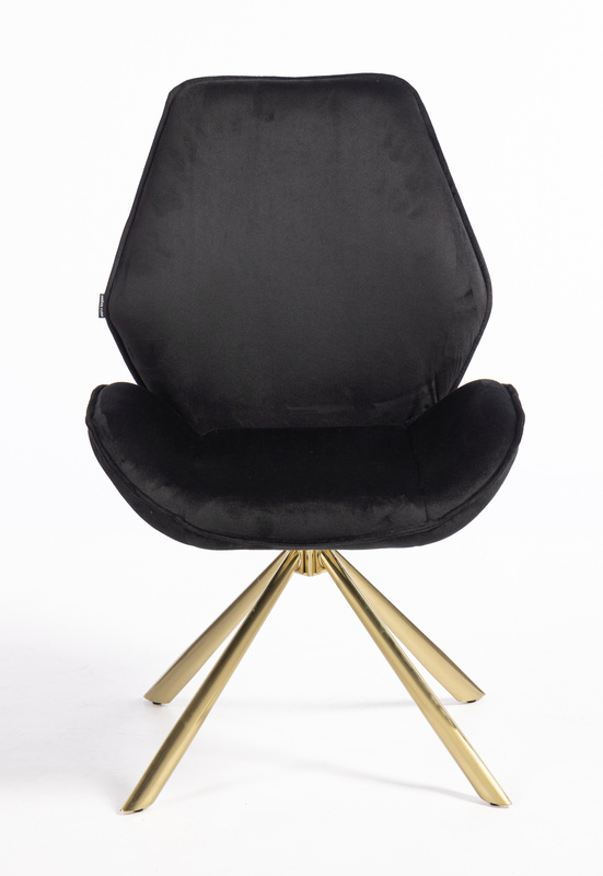 HR350 CSILLAGLÁB Fekete modern velúr szék arany lábbal