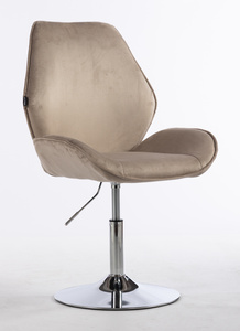 HR350N Latte modern velúr szék krómozott lábbal