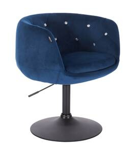 HR333CN Tengerkék modern velúr szék fekete lábbal