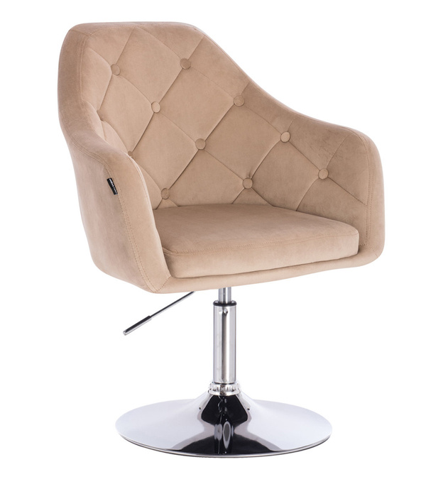 HR831N Latte modern velúr szék krómozott lábbal