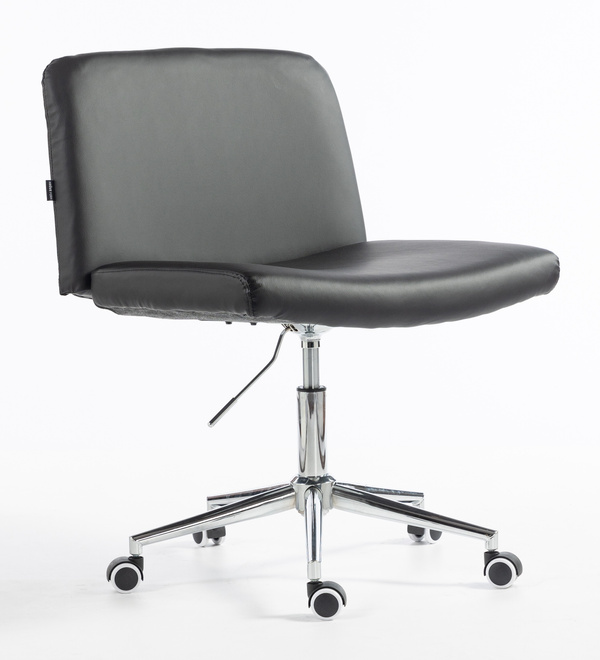 HR150K Fekete Modern Műbőr Szék Krómozott lábbal