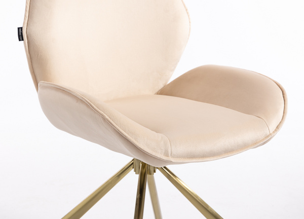 HR350 CSILLAGLÁB Krémszínű modern velúr szék arany lábbal