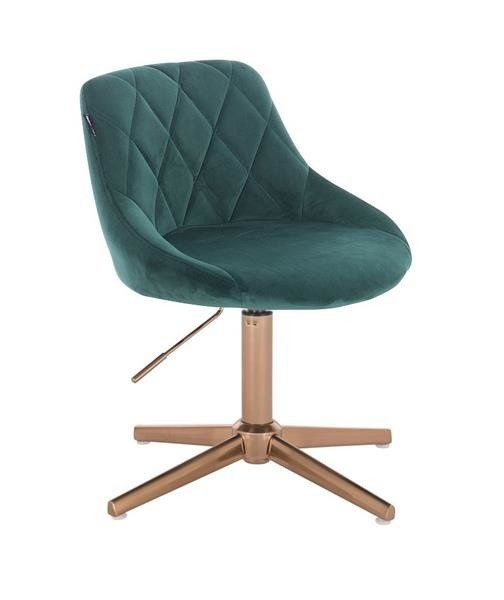 HR1054CROSS Sötétzöld modern velúr szék arany lábbal