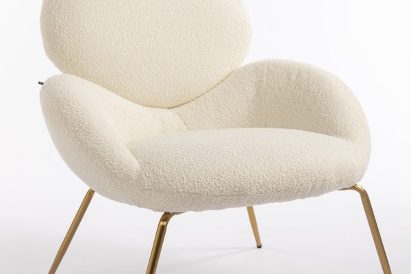 HR2045 Krémszínű modern boucle szék arany lábbal