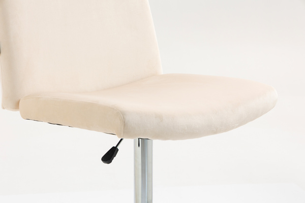 HR150W Krémszínű Modern Velúr Szék Krómozott lábbal